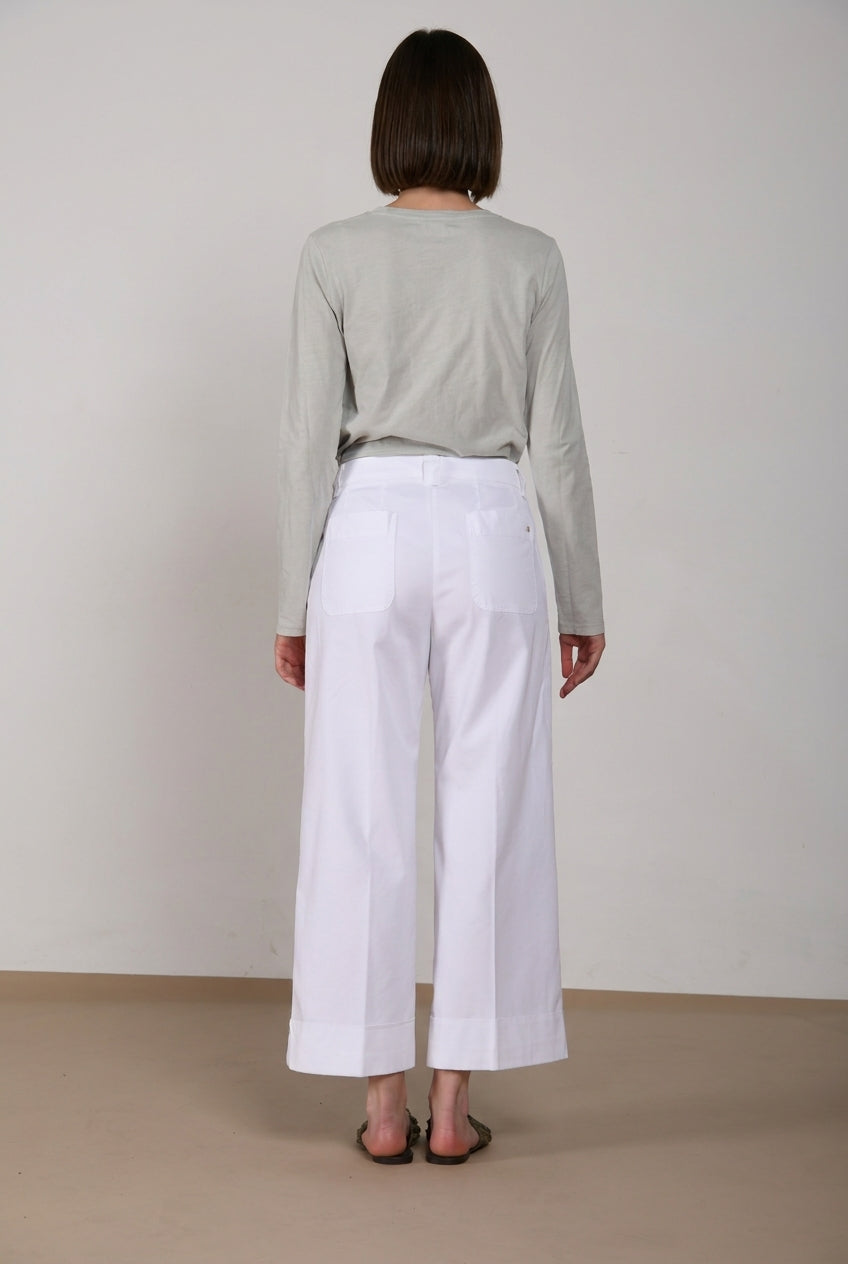 New York Studio Cropped pantalón chino mujer en gabardina straight fit