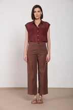 New York Studio Cropped pantalón chino mujer en gabardina straight fit