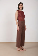 New York Studio Cropped pantalón chino mujer en gabardina straight fit