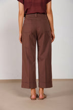 New York Studio Cropped pantalón chino mujer en gabardina straight fit