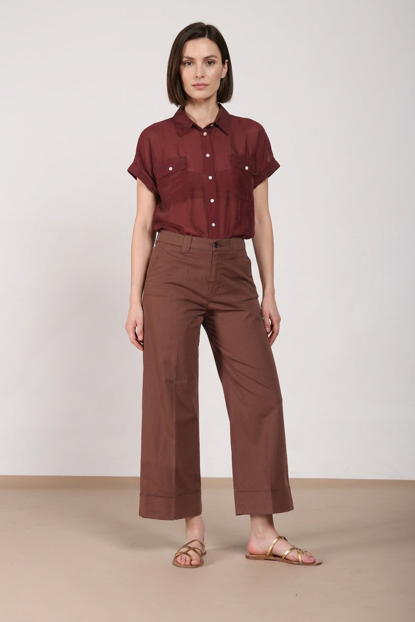 New York Studio Cropped pantalón chino mujer en gabardina straight fit