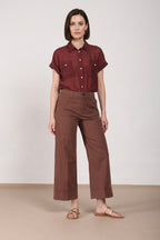 New York Studio Cropped pantalón chino mujer en gabardina straight fit