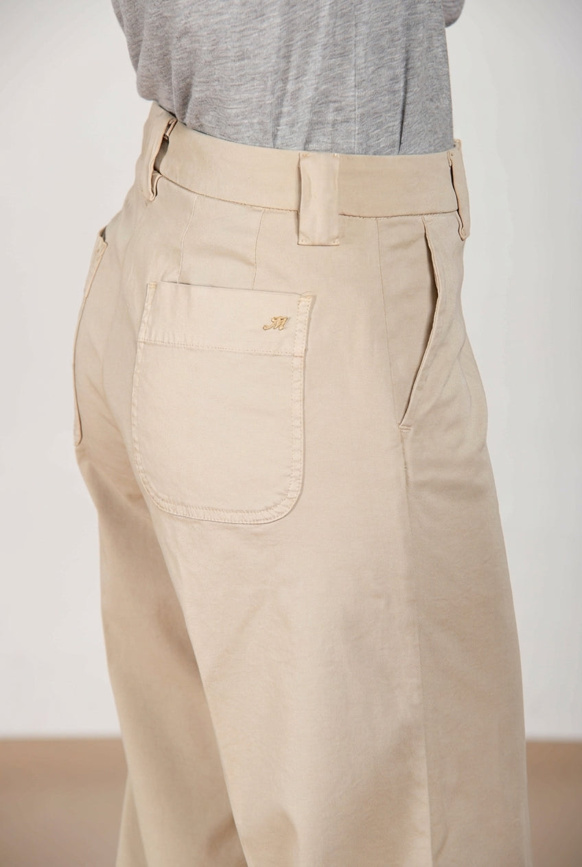 New York Studio Cropped pantalone chino donna in gabardina straight fit