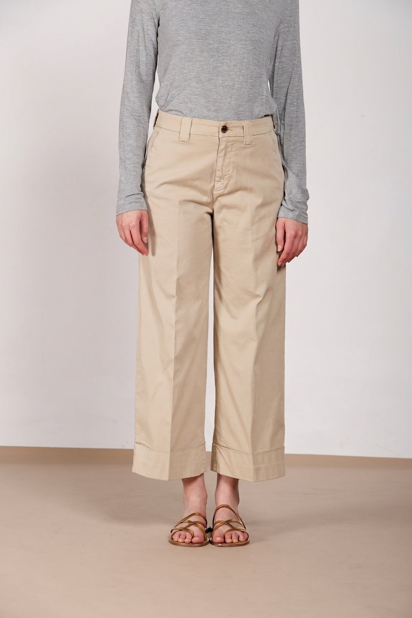 New York Studio Cropped pantalone chino donna in gabardina straight fit