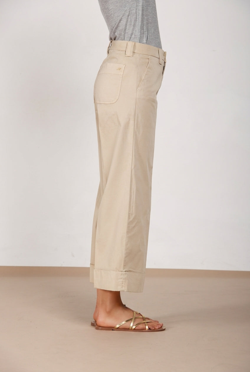 New York Studio Cropped pantalone chino donna in gabardina straight fit