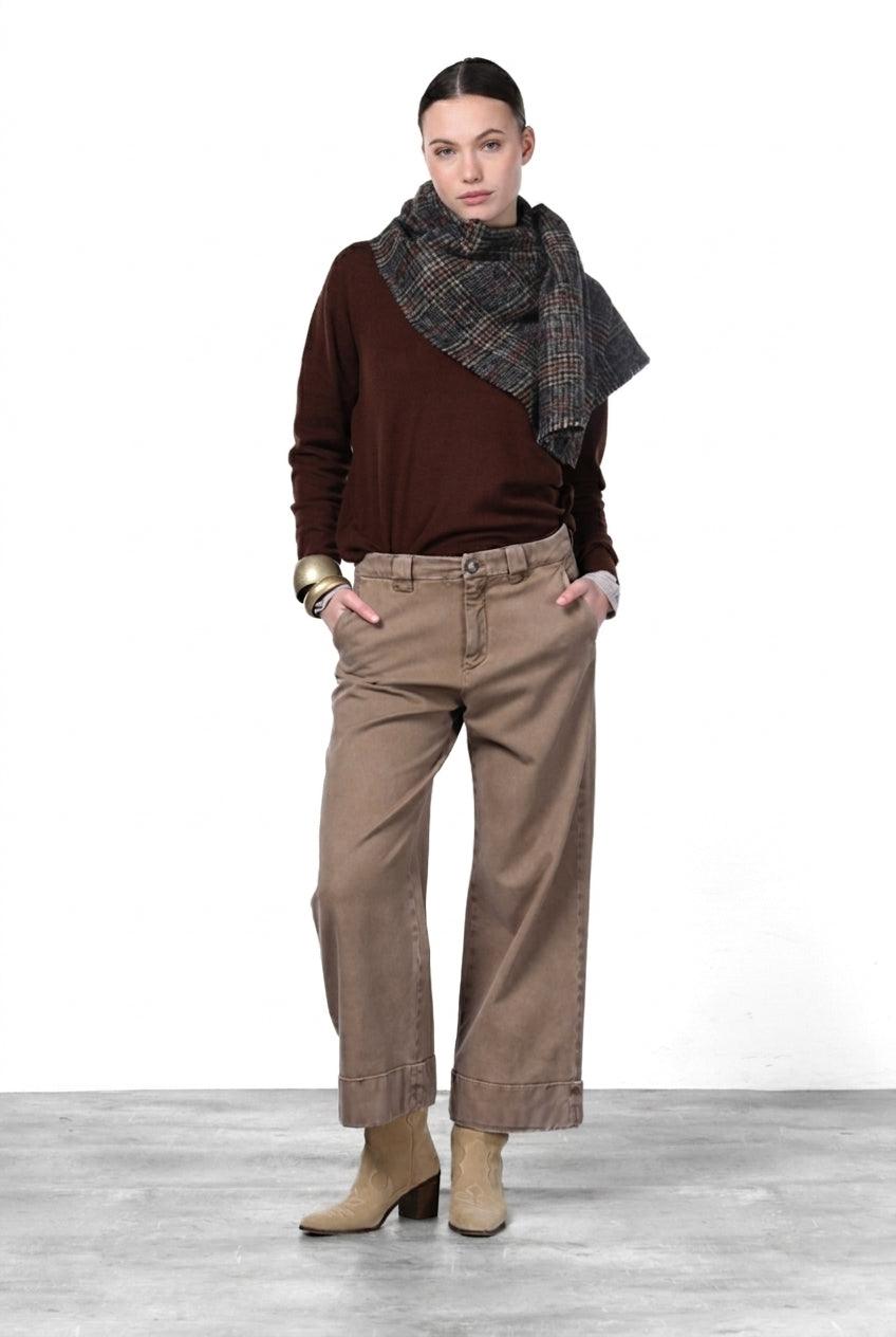 New York Studio Crop pantalon chino femme en twill stretch straight fit
