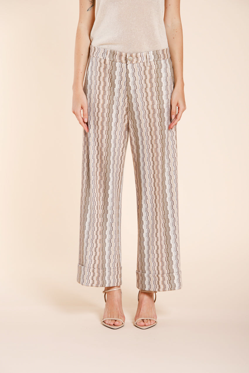 New York Studio Cropped City pantalón chino mujer en jersey de rayas straight fit