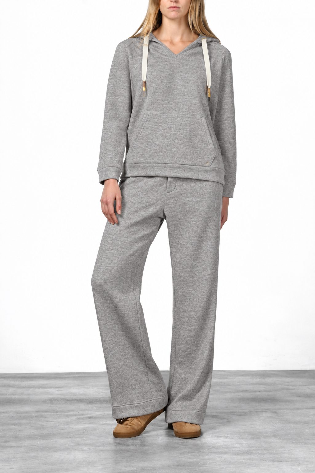 New York Studio Elax Chinohose für Damen aus Jersey mit Strickeffekt und straight fit