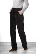 New York Studio Elax pantalone chino donna in velluto a costa larga straight fit