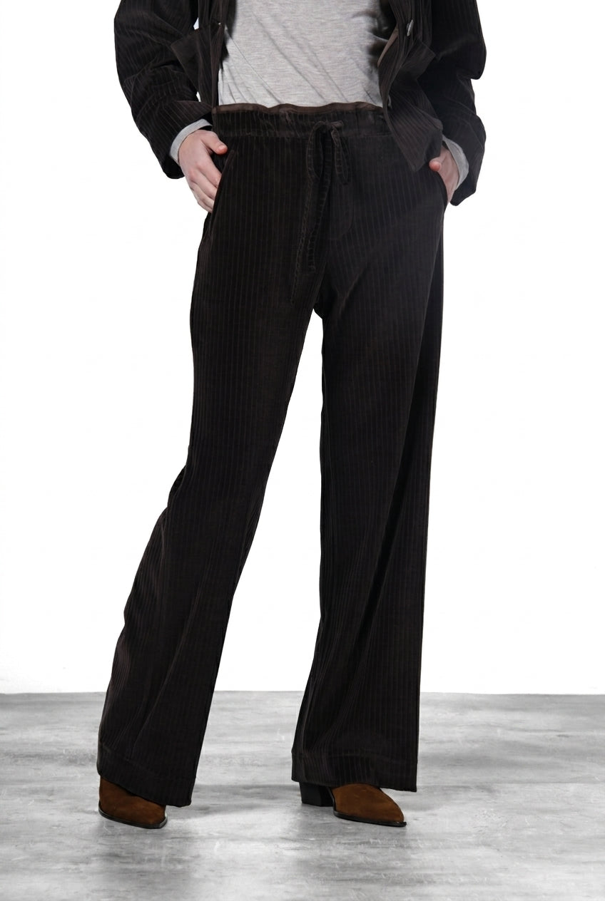 New York Studio Elax pantalone chino donna in velluto a costa larga straight fit