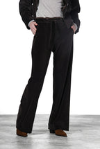 New York Studio Elax pantalone chino donna in velluto a costa larga straight fit