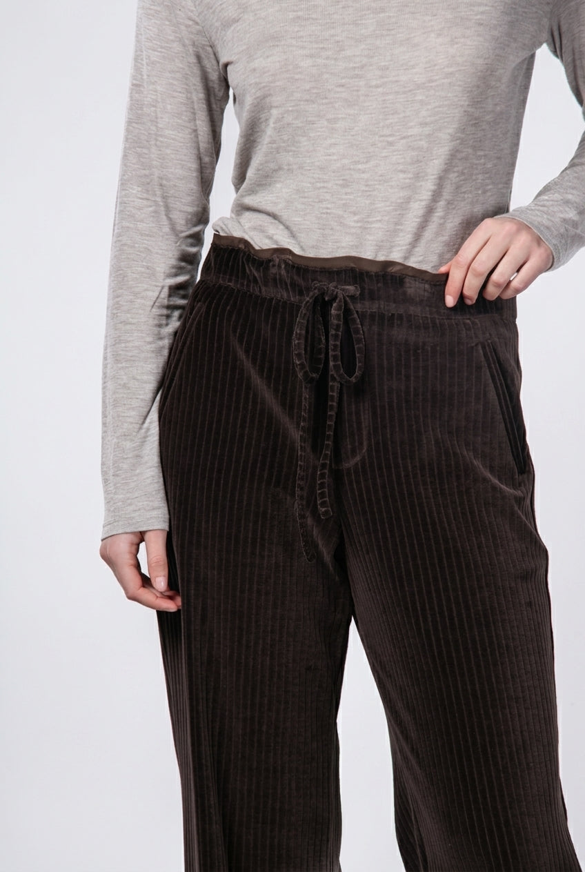 New York Studio Elax pantalone chino donna in velluto a costa larga straight fit