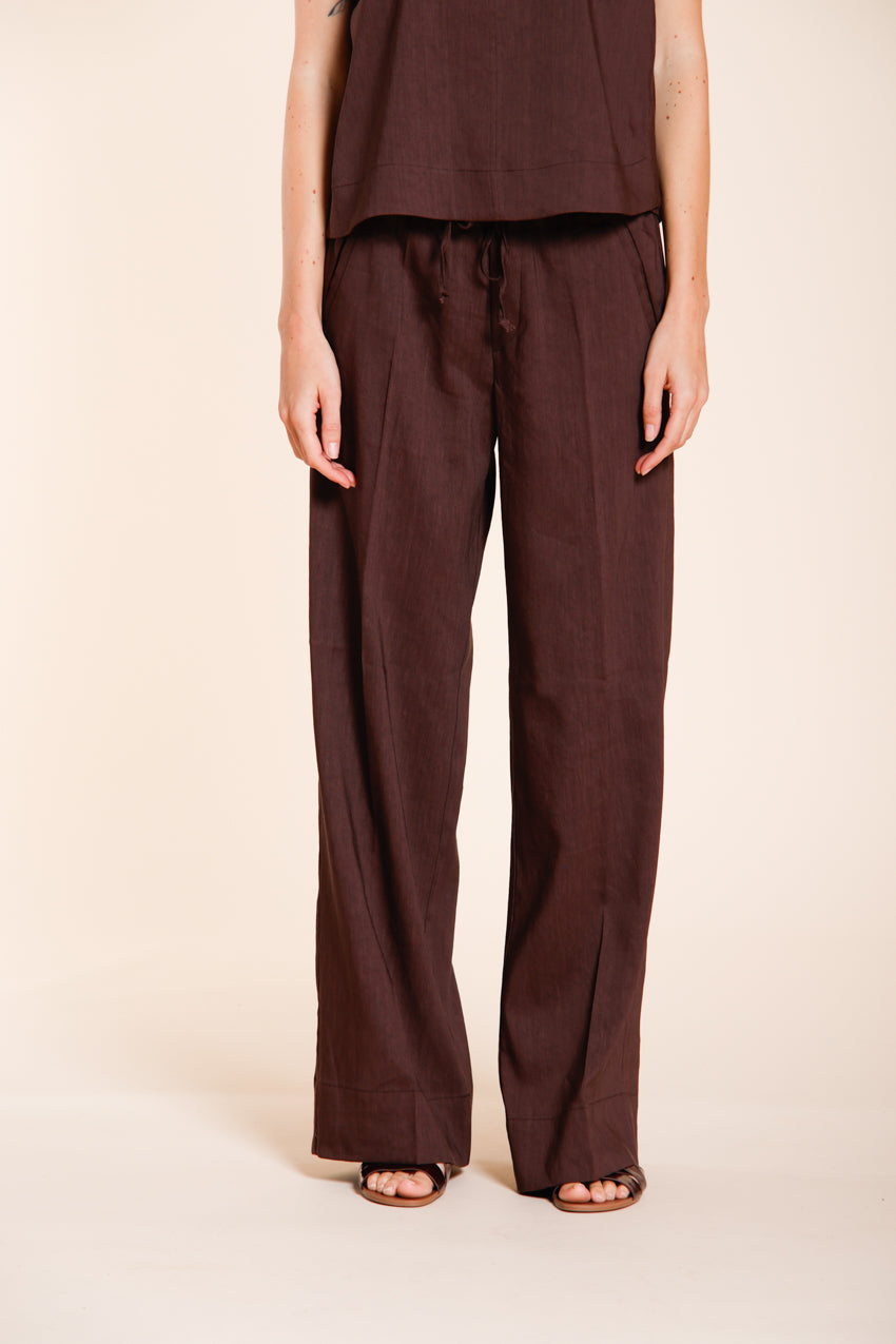 New York Studio Elax women's chino jogger pants in linen blend canvas straight fit