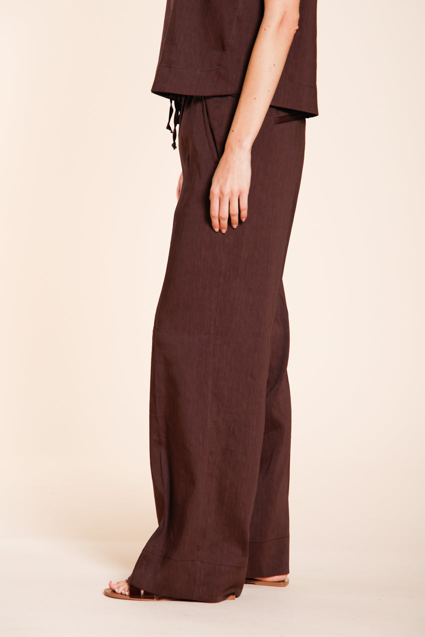 New York Studio Elax pantalone chino jogger donna in tela misto lino straight fit