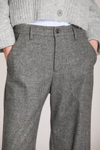 Foto 2 Shon pantalone chino donna in lana unita wide leg