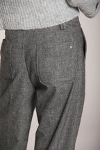 Foto 3 Shon pantalone chino donna in lana unita wide leg