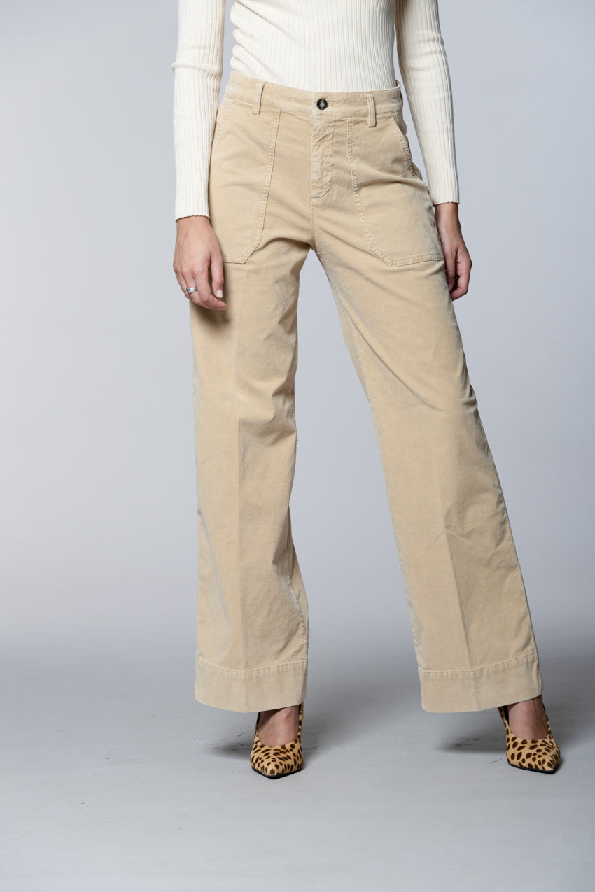 Dallas Wide L pantalon cargo femme en velours côtelé 1000 raies wide leg