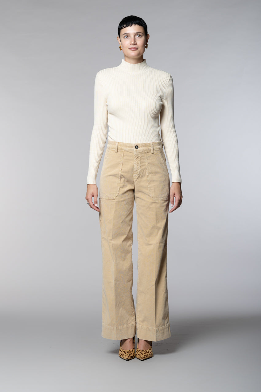 Dallas Wide L pantalon cargo femme en velours côtelé 1000 raies wide leg