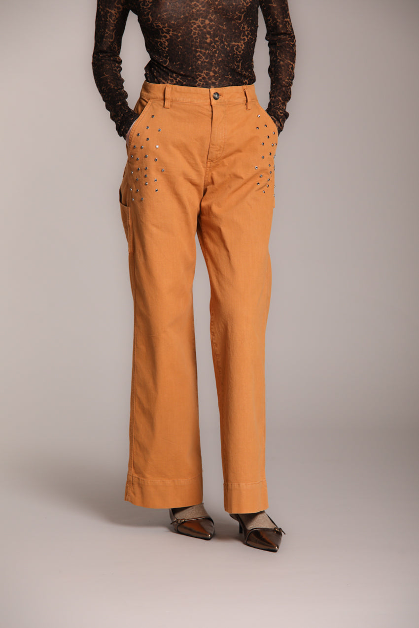 Foto 1 Dallas Wide Work pantaloni cargo donna in panama fiammata wide leg