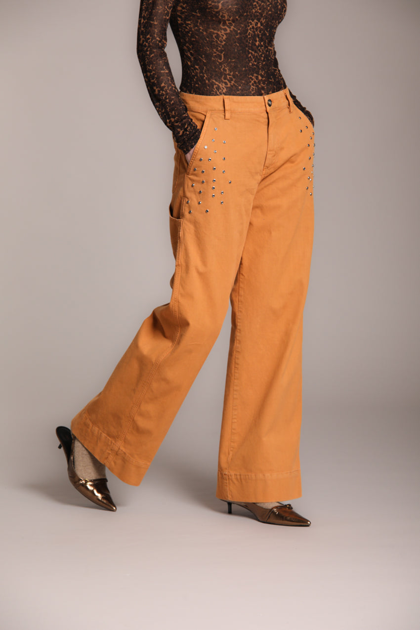 Foto 5 Dallas Wide Work pantaloni cargo donna in panama fiammata wide leg