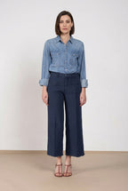 New York Studio Cropped pantalone chino donna in stuoia straight fit