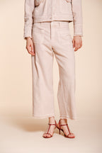 New York Studio Cropped Damen Chino Hose aus Gewebe in Mattenoptik straight fit