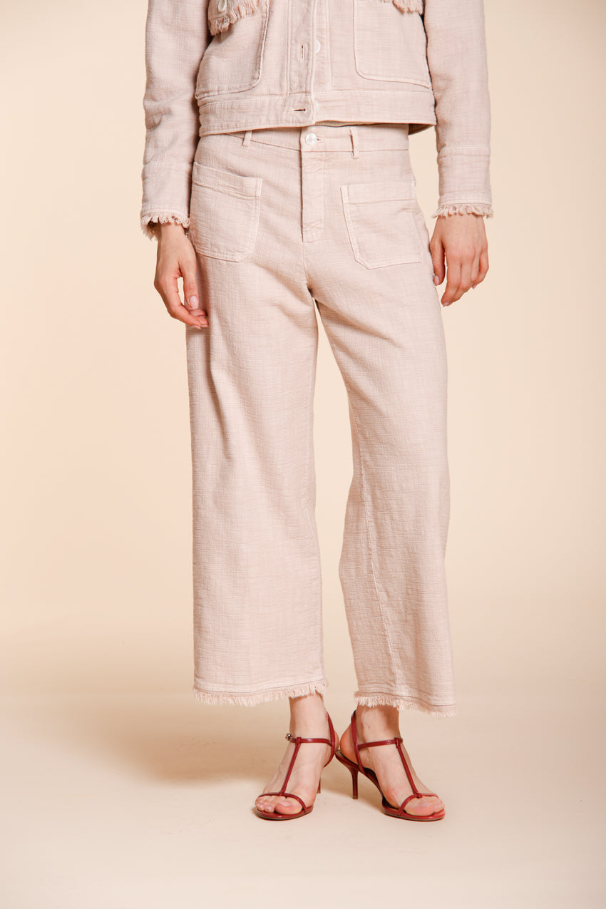 New York Studio Cropped Damen Chino Hose aus Gewebe in Mattenoptik straight fit