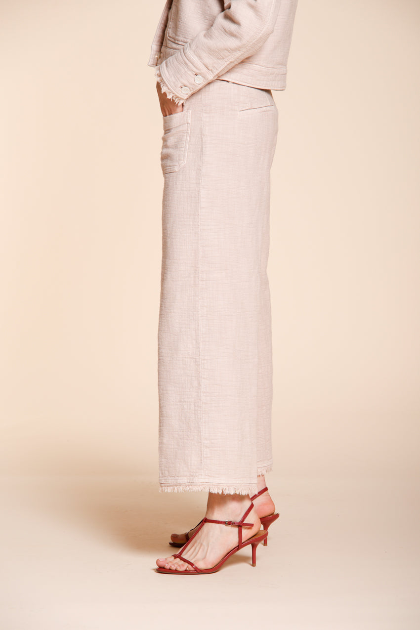 New York Studio Cropped Damen Chino Hose aus Mattenbindung straight fit