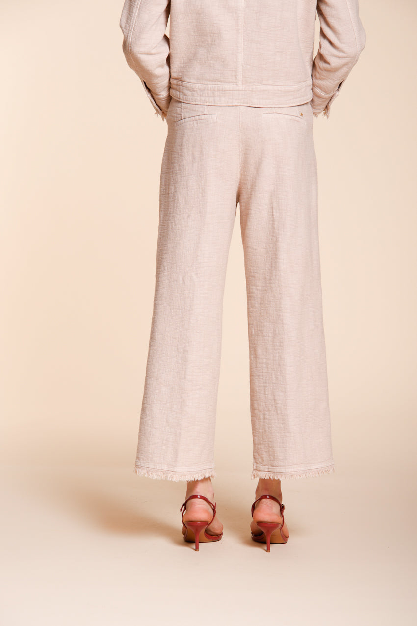 New York Studio Cropped Damen Chino Hose aus Gewebe in Mattenoptik straight fit