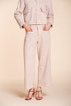 New York Studio Cropped Damen Chino Hose aus Gewebe in Mattenoptik straight fit