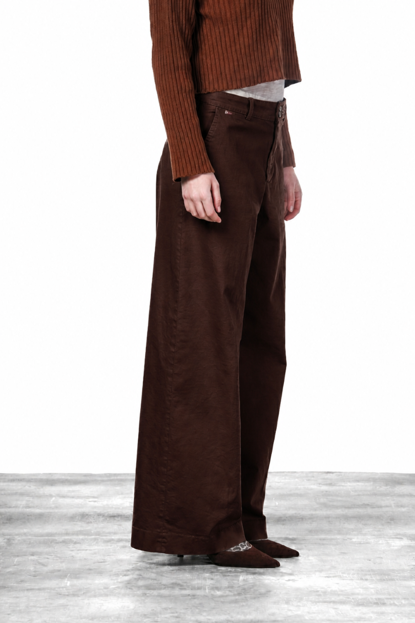 New York Wide pantalone chino donna in raso wide leg