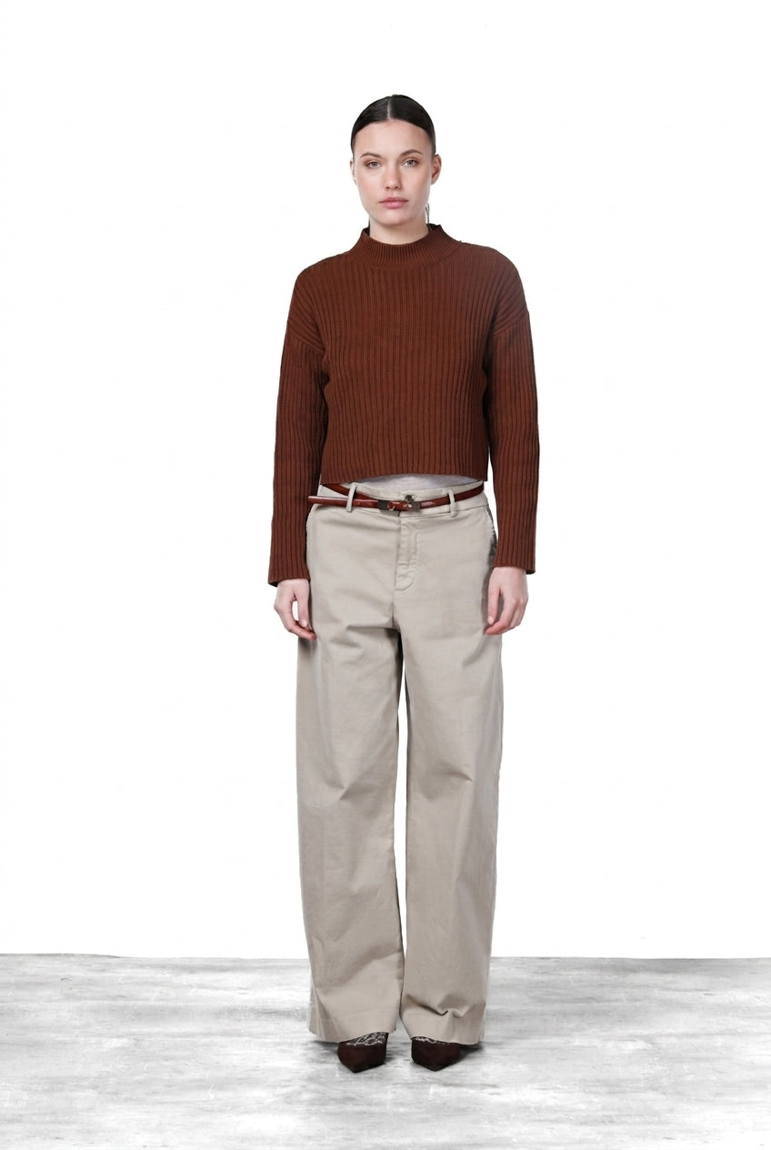 New York Wide Damen-Chinohose aus Satin, Wide Leg
