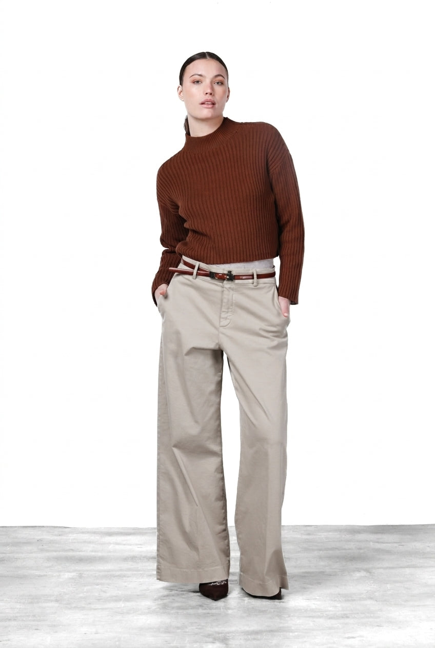 New York Wide Damen-Chinohose aus Satin, Wide Leg