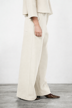 Pantalon chino New York Wide femme en drap de laine, wide leg