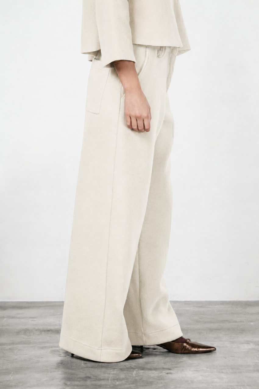 Pantalon chino New York Wide femme en drap de laine, wide leg