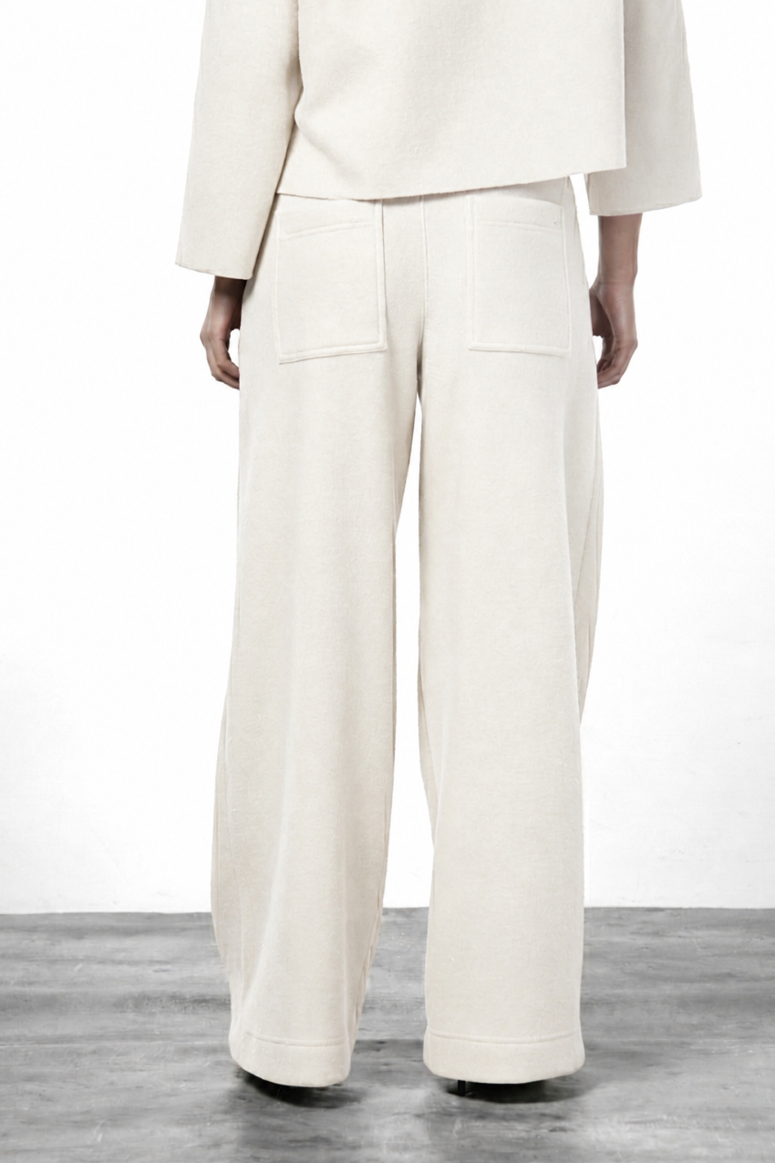 Pantalon chino New York Wide femme en drap de laine, wide leg