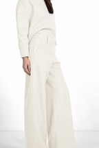 Pantalon chino New York Wide femme en drap de laine, wide leg