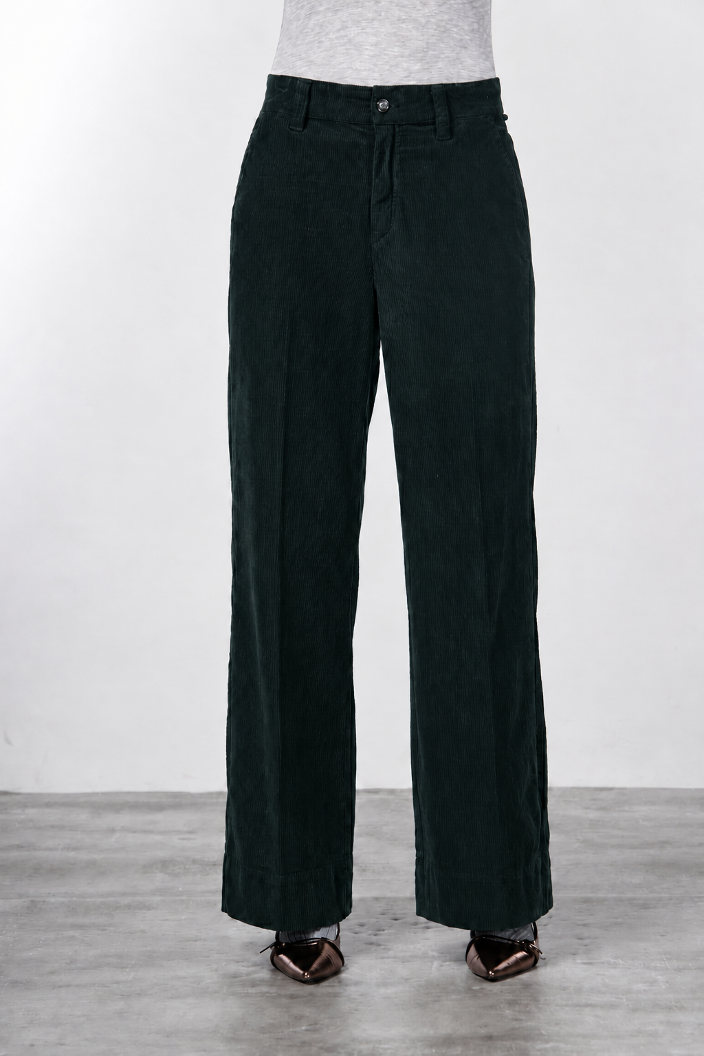 Pantalón chino New York Wide de mujer en pana de 500 rayas, wide leg