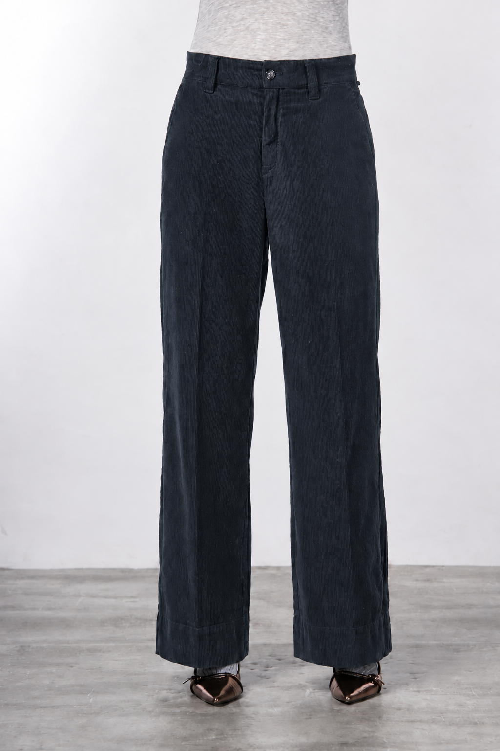New York Wide pantalón chino de mujer en terciopelo 500 rayas wide leg