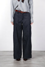 New York Wide pantalone chino 5 tasche donna in denim stretch wide leg