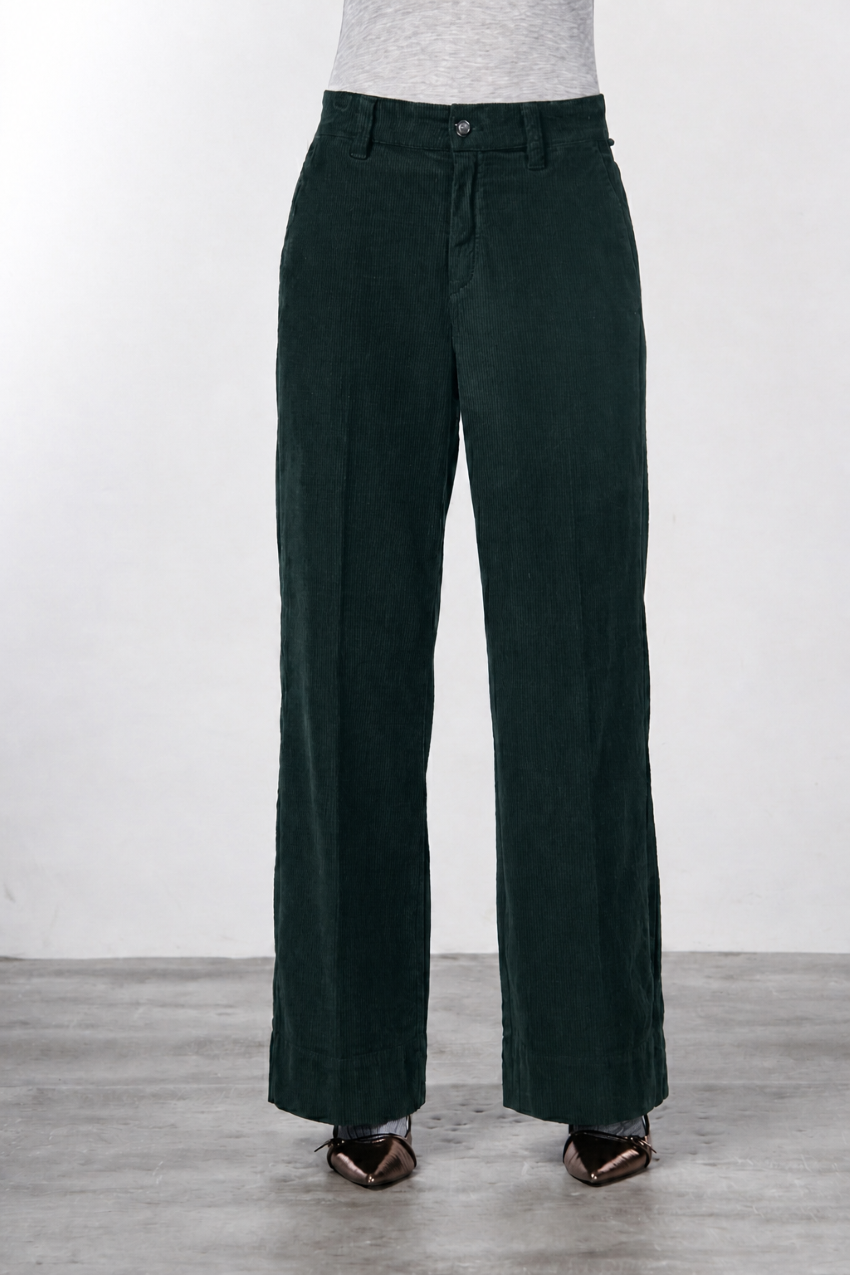 Pantalón chino New York Wide de mujer en pana de 500 rayas, wide leg