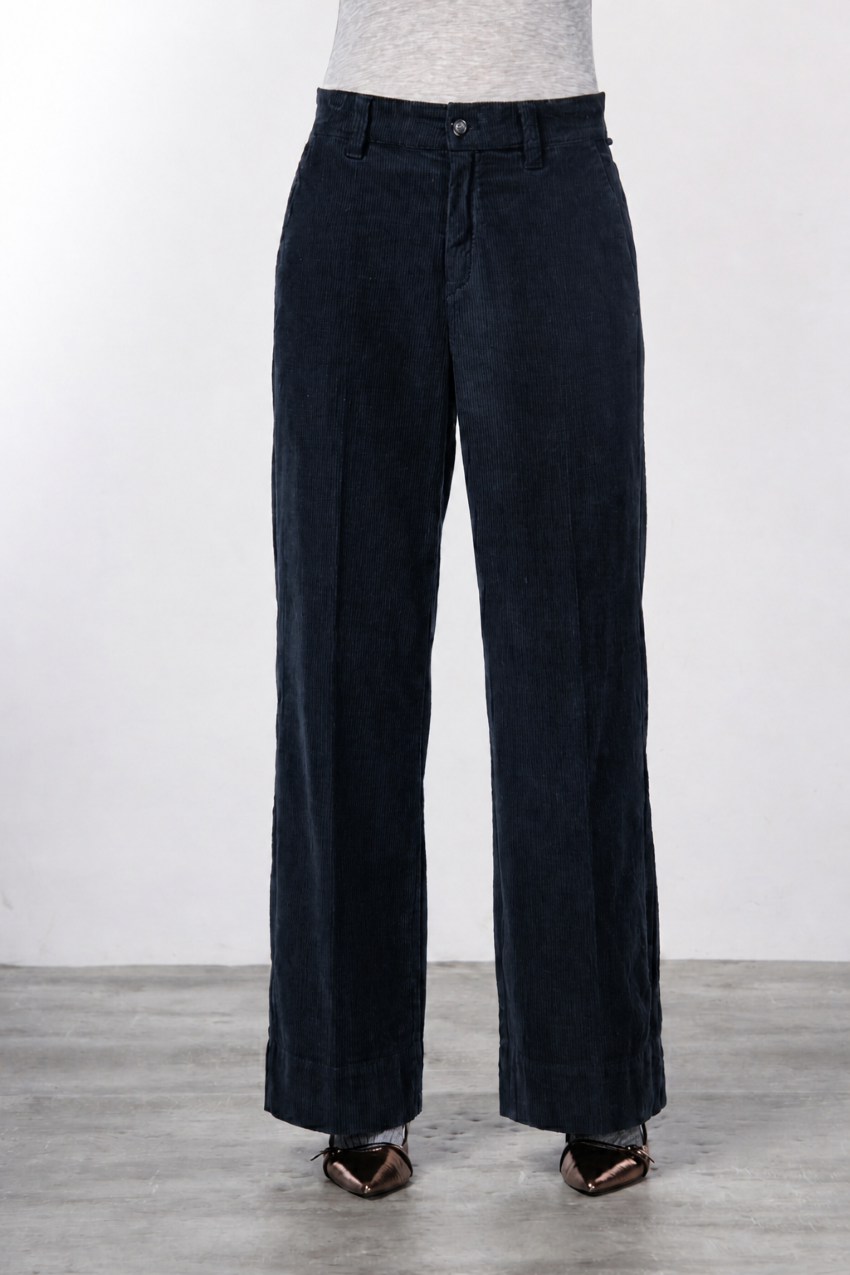 New York Wide pantalón chino de mujer en terciopelo 500 rayas wide leg