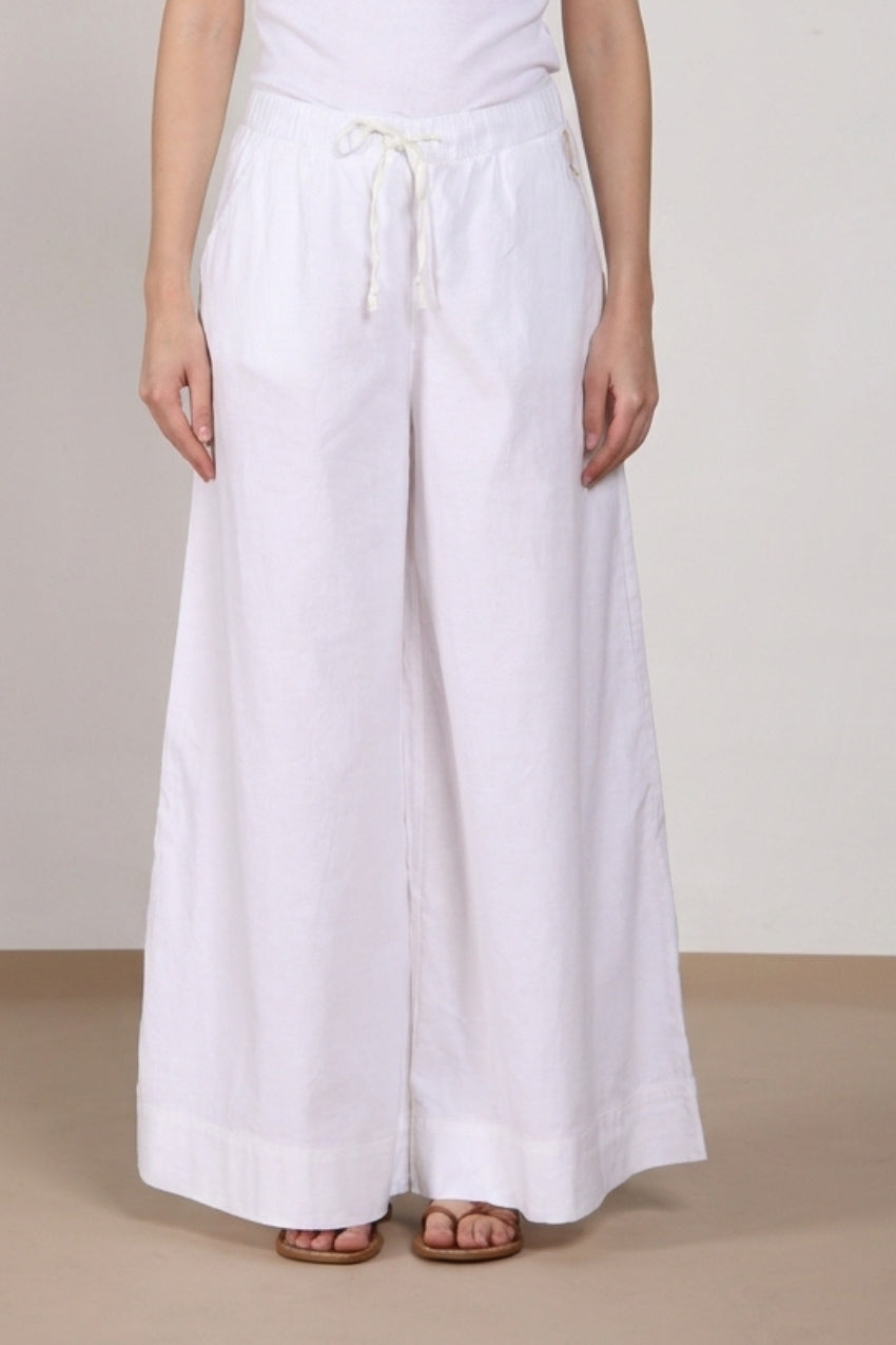 Portofino pantalón chino jogger mujer en tela de lino y algodón ligera wide leg