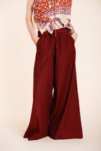 Portofino pantalón chino jogger mujer en tela de lino y algodón ligero wide leg