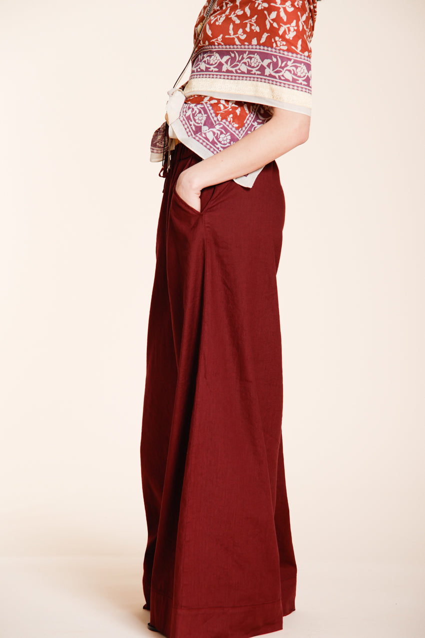 Portofino pantalón chino jogger mujer en tela de lino y algodón ligero wide leg