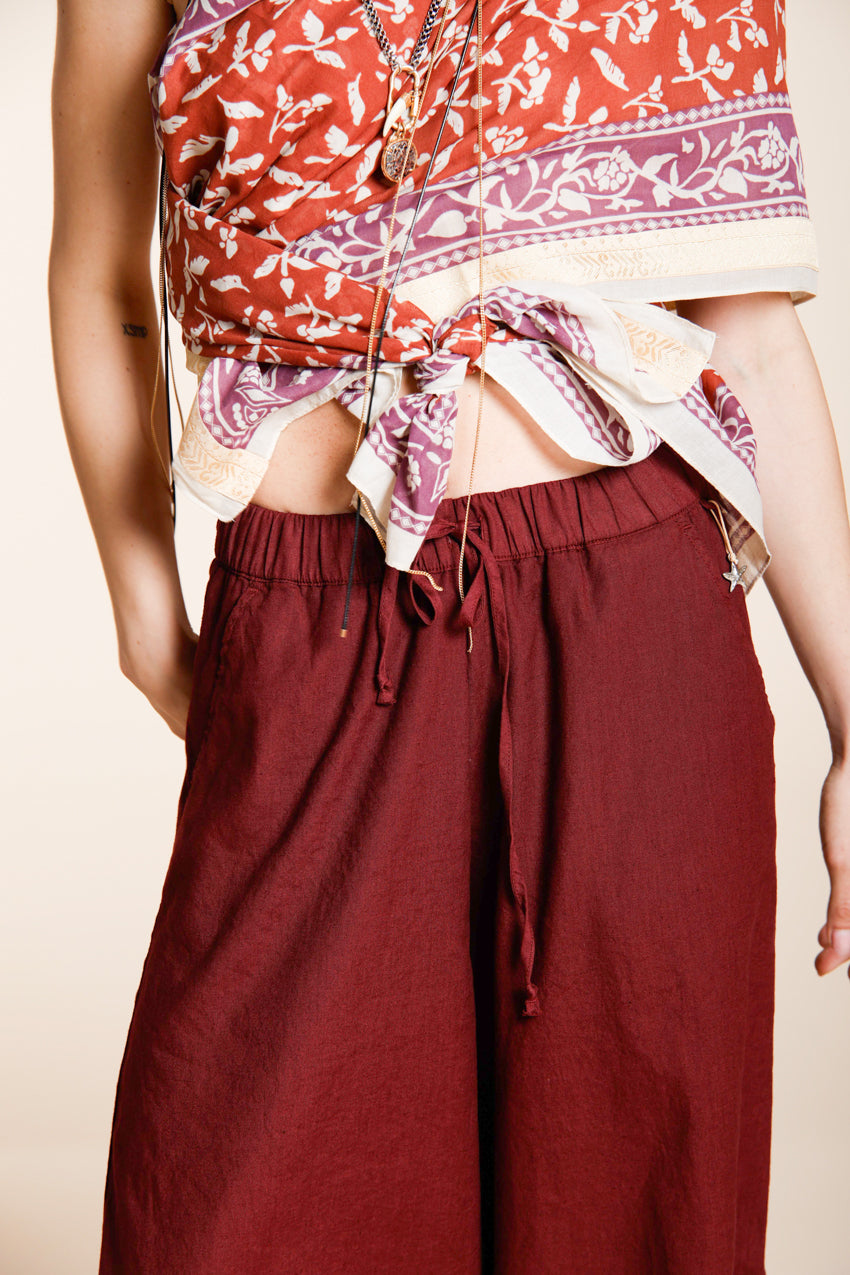 Portofino pantalón chino jogger mujer en tela de lino y algodón ligero wide leg