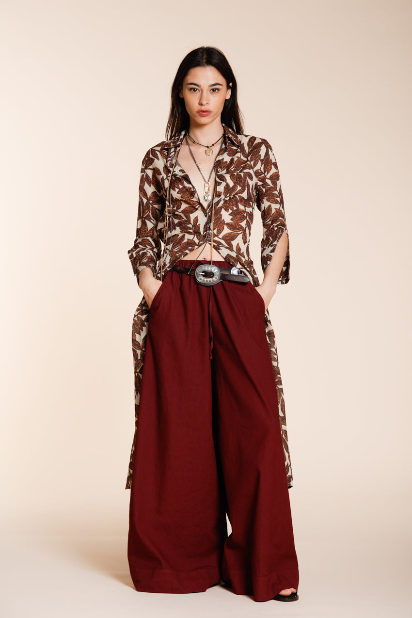 Portofino pantalón chino jogger mujer en tela de lino y algodón ligero wide leg