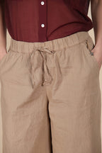 Portofino women's chino jogger pants in lightweight linen and cotton canvas wide leg