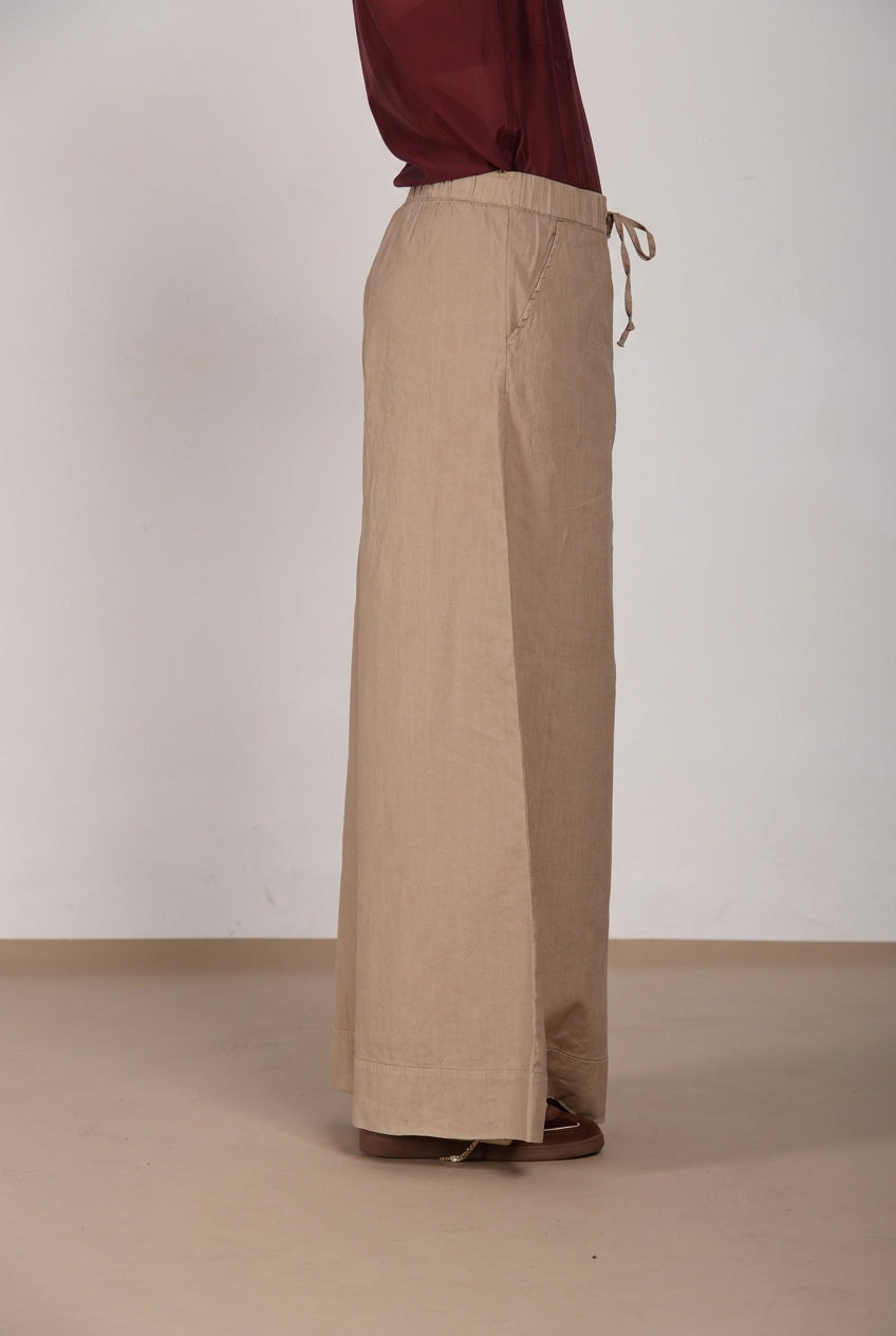 Portofino women's chino jogger pants in lightweight linen and cotton canvas wide leg