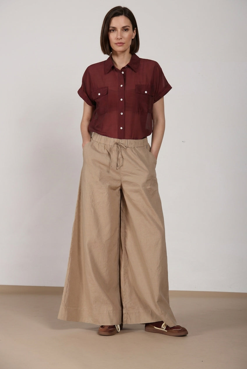 Portofino Hose Chino Jogger Damen aus leichtem Leinen- und Baumwoll-Canvas wide leg